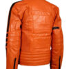 Mens Orange Biker Leather Jacket Back