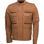 Men's Quilted Style Tan Sheepskin Jacket