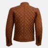 Men's Tan Brown Quilted Style Cafe Racer Jacket