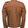 Men's Tan Sheepskin Quilted Style Leather Jacket