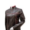 Women's Double Stitched Brown Leather Jacket