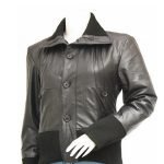 Women's Fancy Leather Black Bomber Jacket