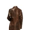 Women's Mid Length Dark Brown Leather Trench Coat