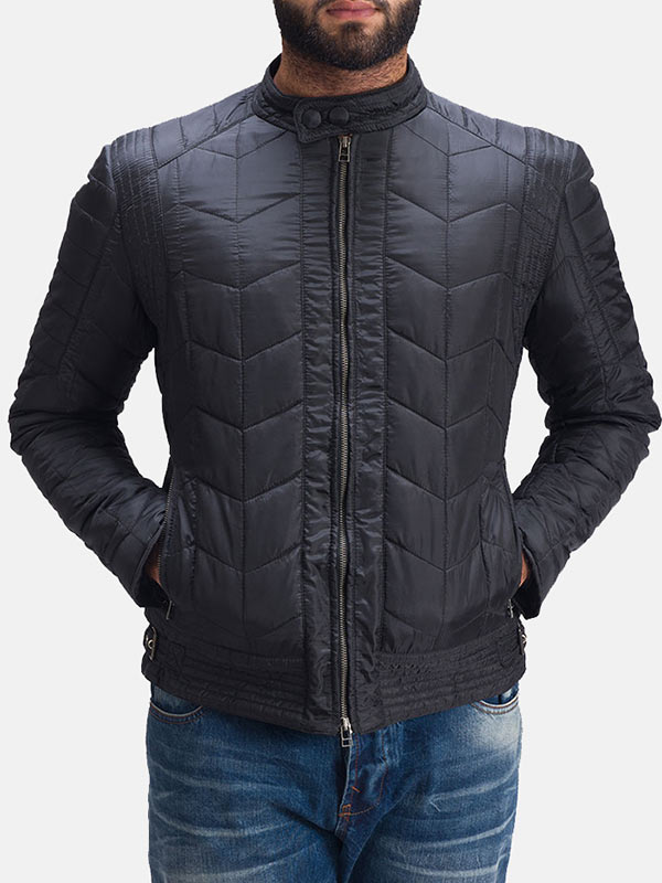 Classic Black Quilted Jacket For Mens