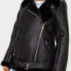 Francesca Farago Aviator Black Leather Jacket