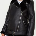 Francesca Farago Aviator Black Leather Jacket