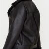 Francesca Farago Black Aviator Shearling Leather Jacket