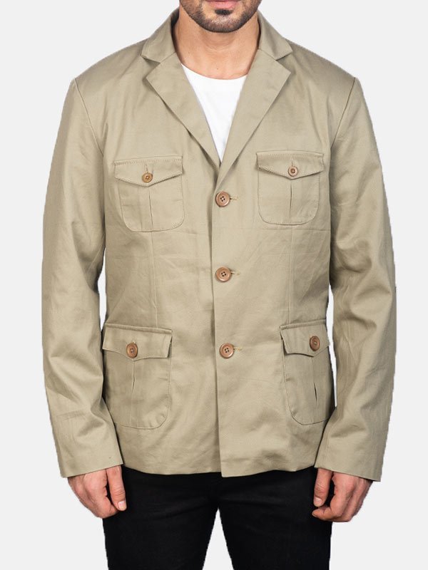 Men's Cotton Beige Safari Jacket - Men's Safari Jacket