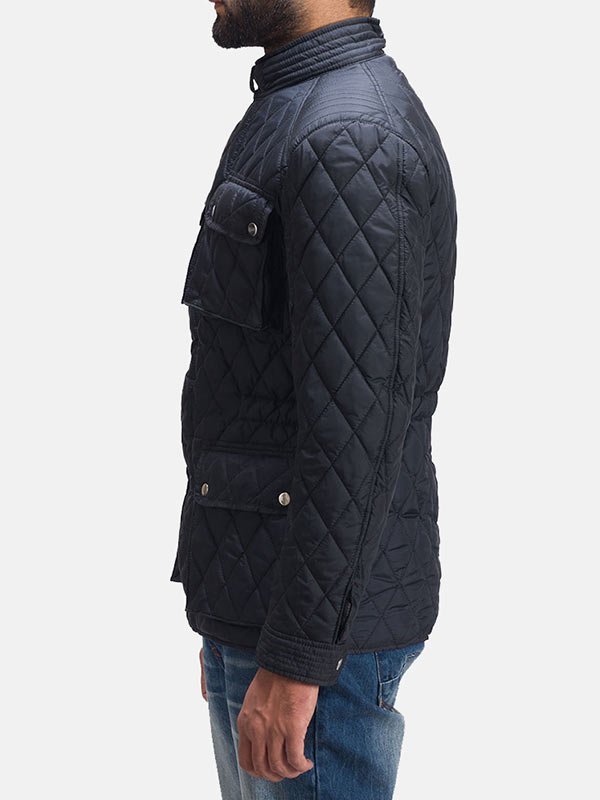 Men's Black Quilted Windbreaker Jacket