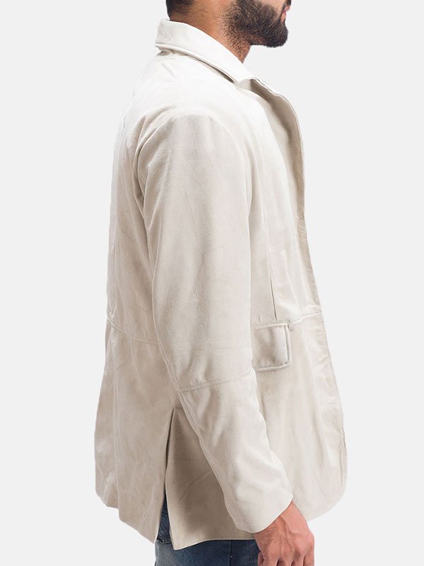 Mens Outerwear Off White Suede Leather Blazer