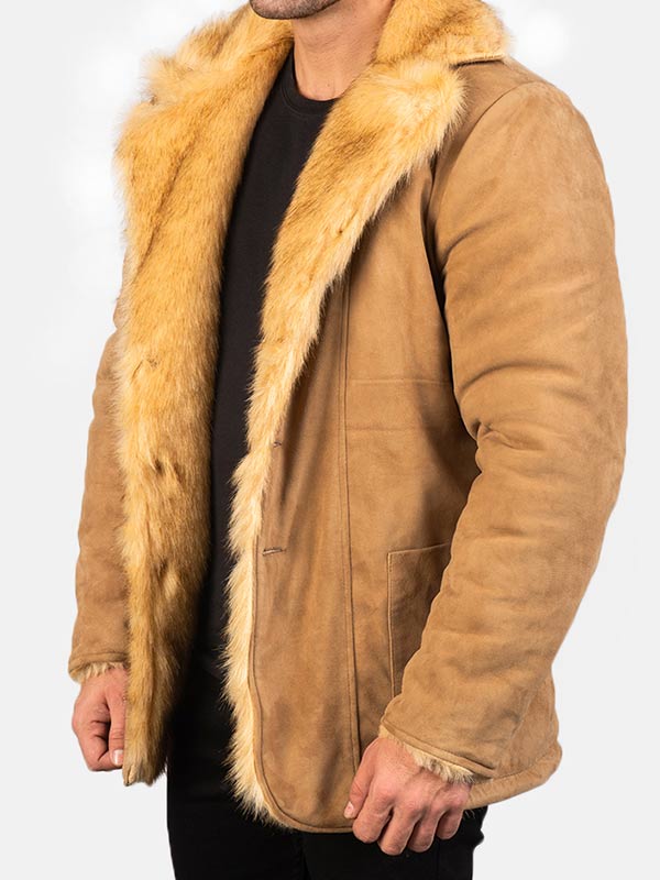 Men's Shearling Winter Beige Coat