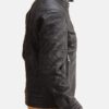 Mens Snap Tab Collar Black Leather Jacket