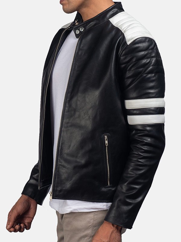 leather motorcycle jacket white