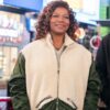 Queen Latifah The Equalizer Robyn Mccall White & Green Long Fur Coat