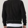 Black Bomber Suede Leather Jacket For Mens