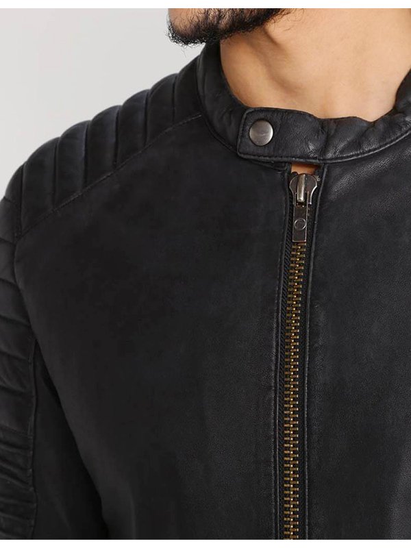 Black Quilted Design Jacket For Mens