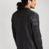 Black Quilted Design Leather Moto Jacket For Mens