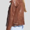 Brown Leather Motorcycle Jacket For Womens