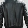 Casual Black Bomber Style Leather Jacket For Mens