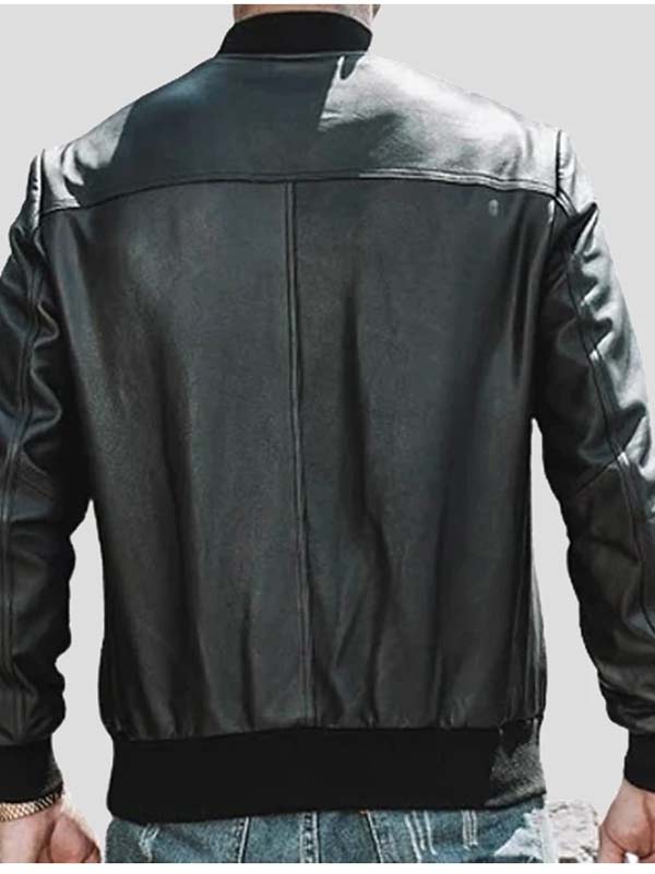 Casual Black Bomber Style Leather Jacket For Mens