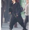 Emma Stone Cruella 2021 Cruella de Vil Black Cotton Trench Coat