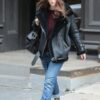 Keira Knightley B3 Shearling Black Bomber Leather Aviator Jacket