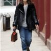 Keira Knightley Black Aviator Leather Jacket