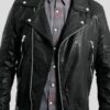 Mens Biker Wear Black Leather Jacket