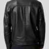 Men's Black Leather Motorcycle Jacket With Shirt Style Collar