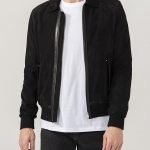 Men's Black Suede Bomber Jacket