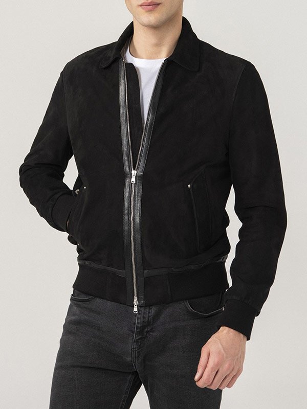 Mens Black Suede Leather Jacket