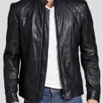 Men's Quilted Leather Biker Jacket