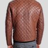 Mens Diamond Quilted Style Brown Leather Jacket