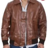 Mens Distressed Leather Bomber Jacket