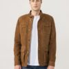 Mens Four Flap Pockets Brown Suede Jacket