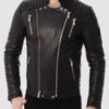 Mens Four Pockets Quilted Black Jacket