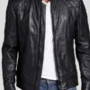 Men's Midnight Black Leather Biker Jacket