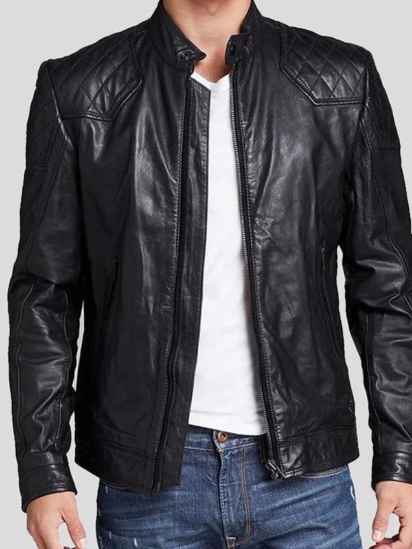 Men's Midnight Black Leather Biker Jacket