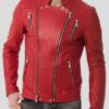 Mens Quilted Red Leather Jacket