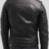 Mens Quilted Style Black Slim Fit Leather Biker Jacket