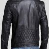 Men's Quilted Leather Biker Jacket Back