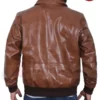 Mens Shirt Collar Distressed Leather Bomber Jacket