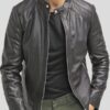 Mens Slim Fit Black Leather Jacket