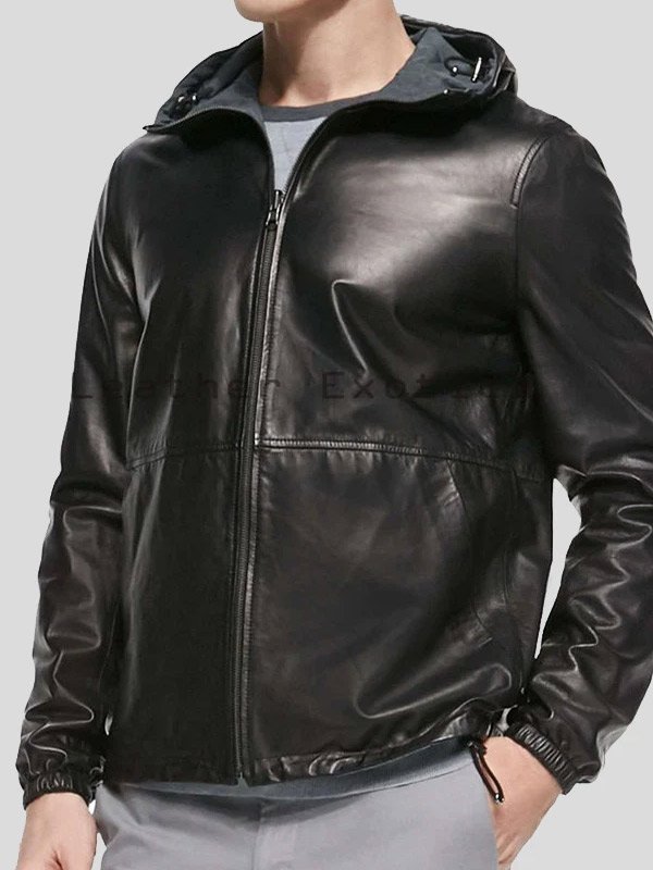 Mens Leather Jacket With Chinchilla Collar – Daniels Leather