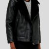 Men's Winter Style Black Leather B3 Shearling Jacket