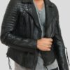 Mens Zipper Pockets Leather Biker Jacket