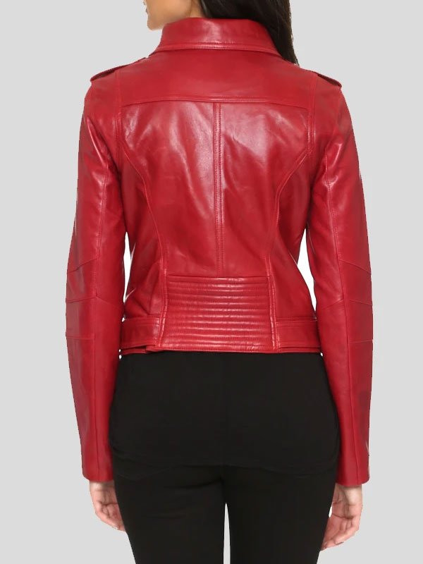 Womens Red Leather Biker Jacket - Red Leather Biker Jacket