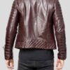 Men's Quilted Leather Motorcycle Jacket Back