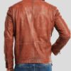 Men's Crinkle Brown Leather Biker Jacket Back