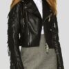 Womens Black Cropped Leather Jacket